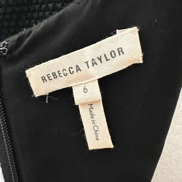 Rebecca Taylor Black Textured Ruffle Hem Dress - Size 6 - Picture 5 of 8